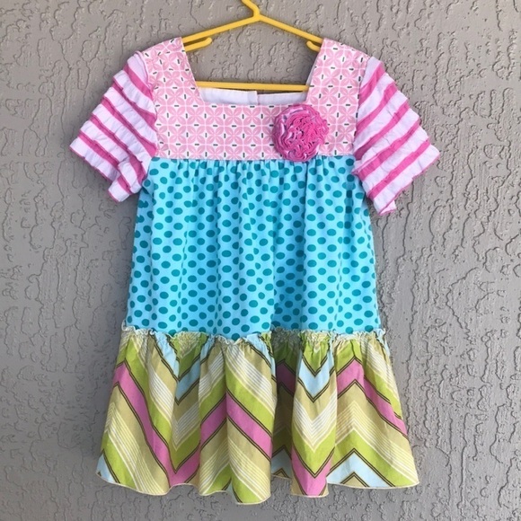 cici & ryann Other - Cici & Ryann Girls Patchwork Print Tiered Cotton Dress 6X